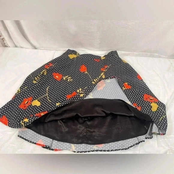 ModCloth A Line Midi Skirt Womens XL Black Floral Geometric Pockets - Picture 5 of 10